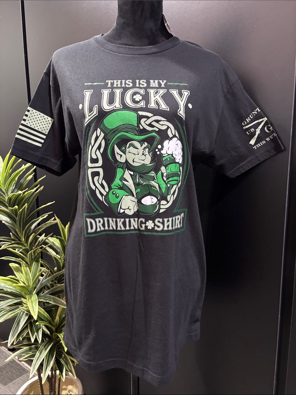 Grunt Style This Is My LUCKY Drinking Shirt, Irish leprechaun,beer,clover